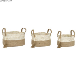 Set de basket Home ESPRIT Naturel Marron Clair Jute Moderne 41 x 30 x 33 cm (3 Pièces)