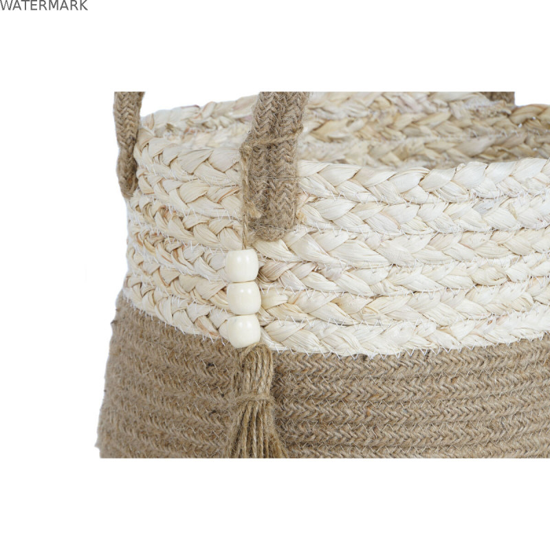 Set de basket Home ESPRIT Naturel Marron Clair Jute Moderne 41 x 30 x 33 cm (3 Pièces)