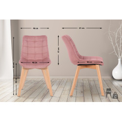 Chaise de salle à manger Passaic en velours rose