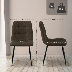 Lot de 2 chaises de salle à manger Tilde en tissu marron