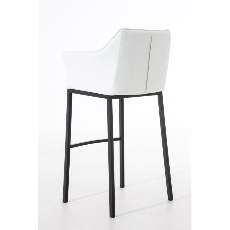 Tabouret de bar Damaso B avec piètement à 4 pieds blanc