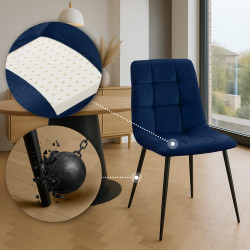 Lot de 2 chaises de salle à manger Tilde en velours bleu