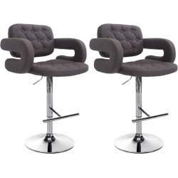 Lot de 2 tabourets de bar en tissu Dublin C gris foncé