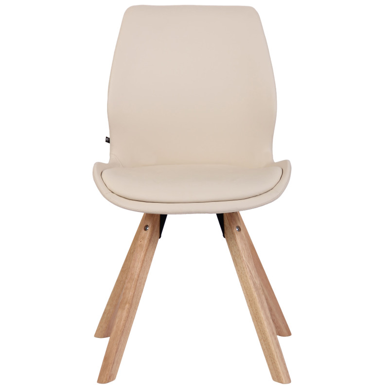 Chaise Luna, simili cuir crème