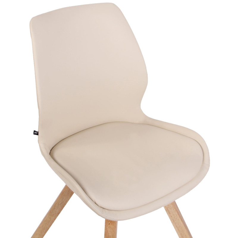 Chaise Luna, simili cuir crème