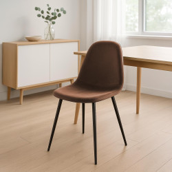Chaise de salle à manger Napier en velours marron