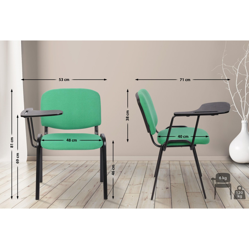 Ensemble de 4 chaises Ken avec table pliante, tissu vert