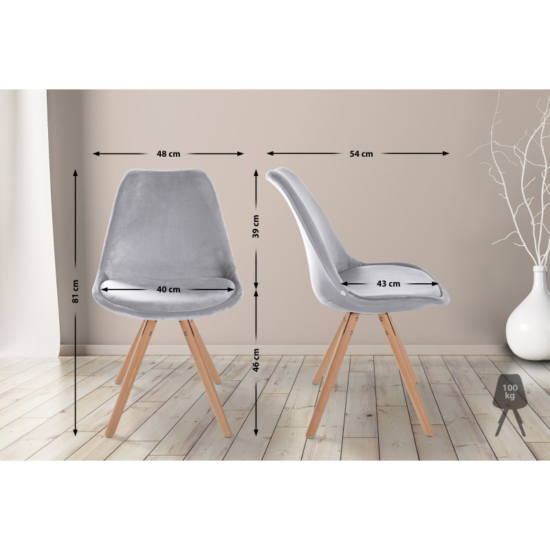 Chaise ronde en velours Sofia gris clair