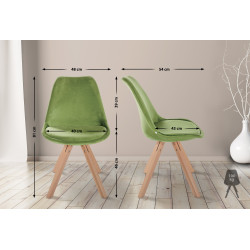 Chaise carrée en velours Sofia vert clair
