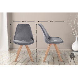 Chaise carrée en velours gris Sofia