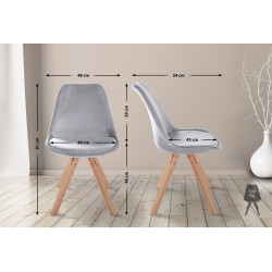 Chaise carrée en velours Sofia gris clair
