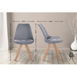 Chaise Sofia en tissu carré gris clair