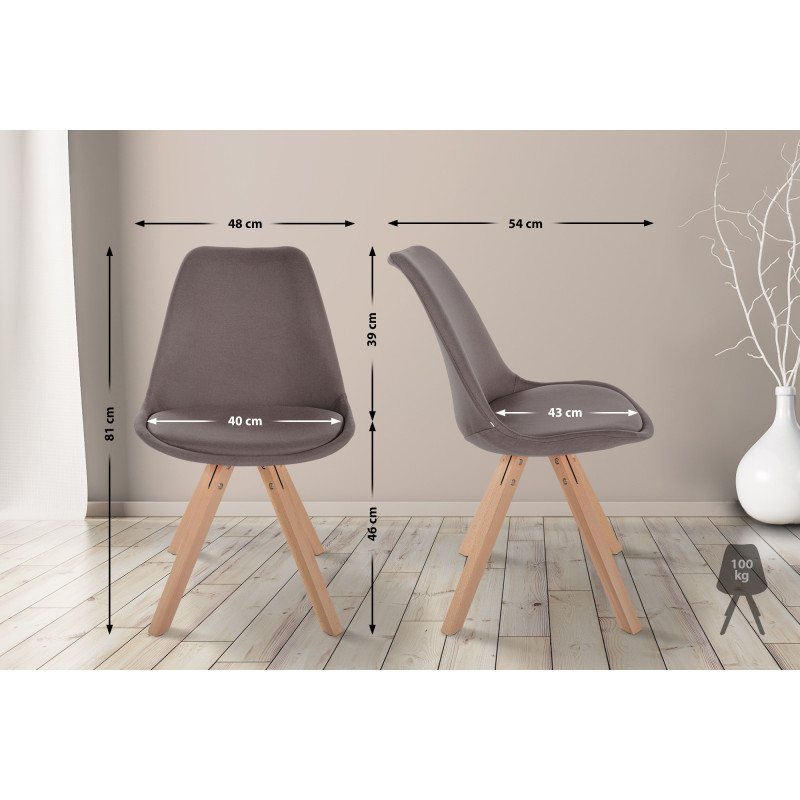 Chaise Sofia en tissu carré taupe