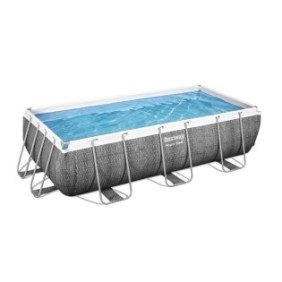 Kit Piscine hors sol tubulaire BESTWAY Power Steel 404 x 201 x 100 cm - Rectangulaire (Avec filtre a cartouche, échelle)