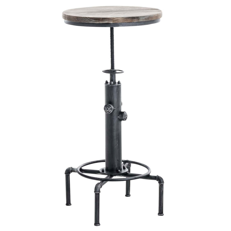 Table haute Lumos, bois argenté antique