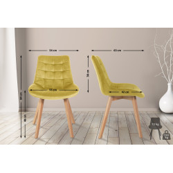 Chaise Brook en velours jaune