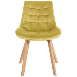 Chaise Brook en velours jaune
