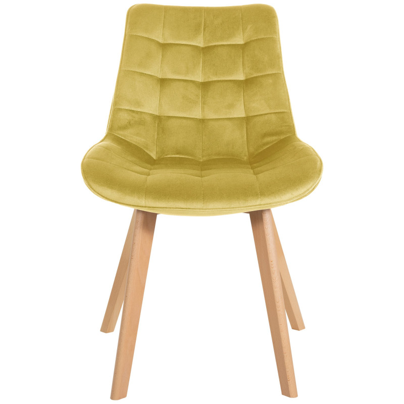 Chaise Brook en velours jaune