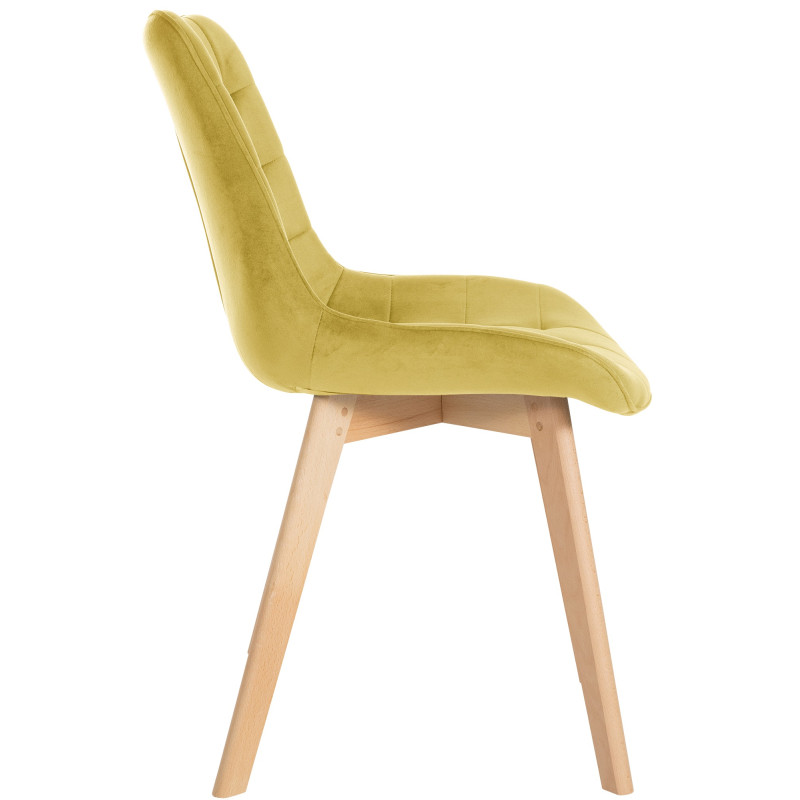 Chaise Brook en velours jaune