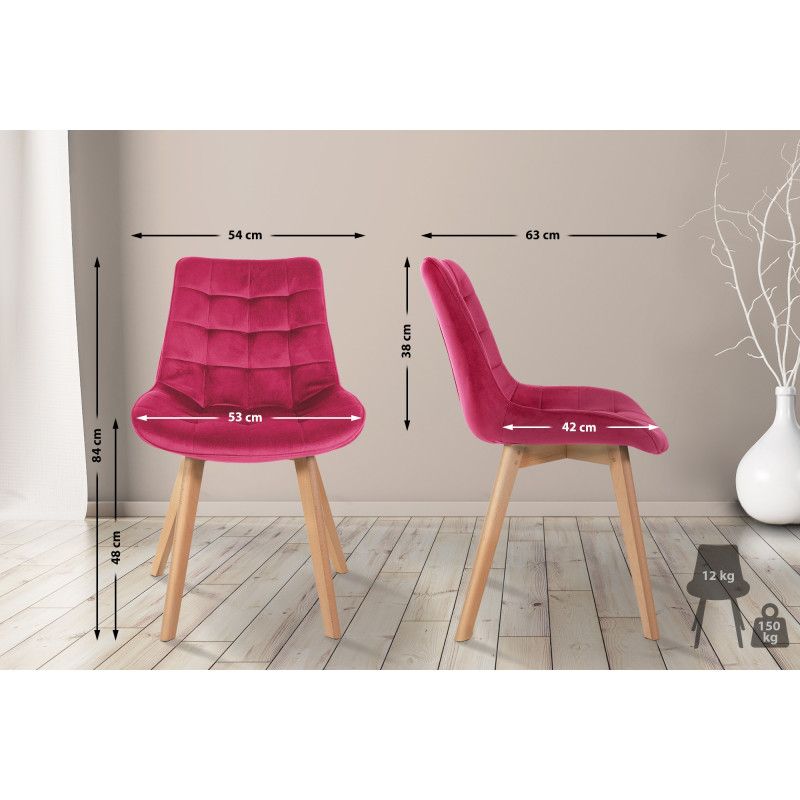 Chaise Brook en velours rouge