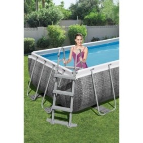 Kit Piscine hors sol tubulaire BESTWAY Power Steel 404 x 201 x 100 cm - Rectangulaire (Avec filtre a cartouche, échelle)