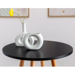 Table ronde Mijas, naturelle (ronde), noire