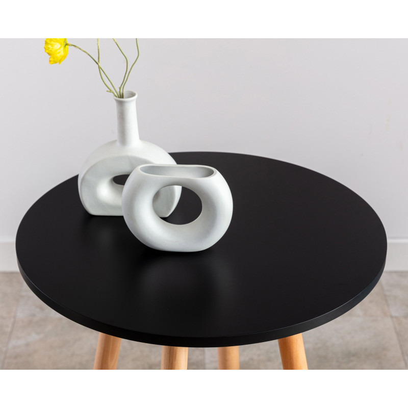 Table ronde Mijas, naturelle (ronde), noire