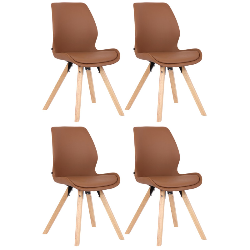 Lot de 4 chaises Luna en simili cuir marron clair