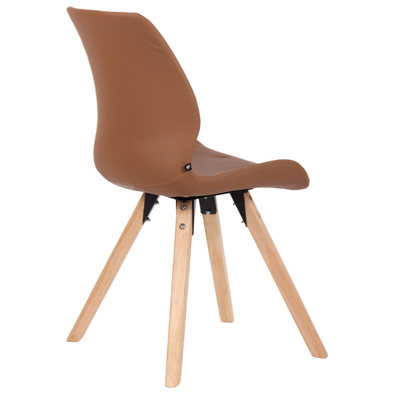 Lot de 4 chaises Luna en simili cuir marron clair