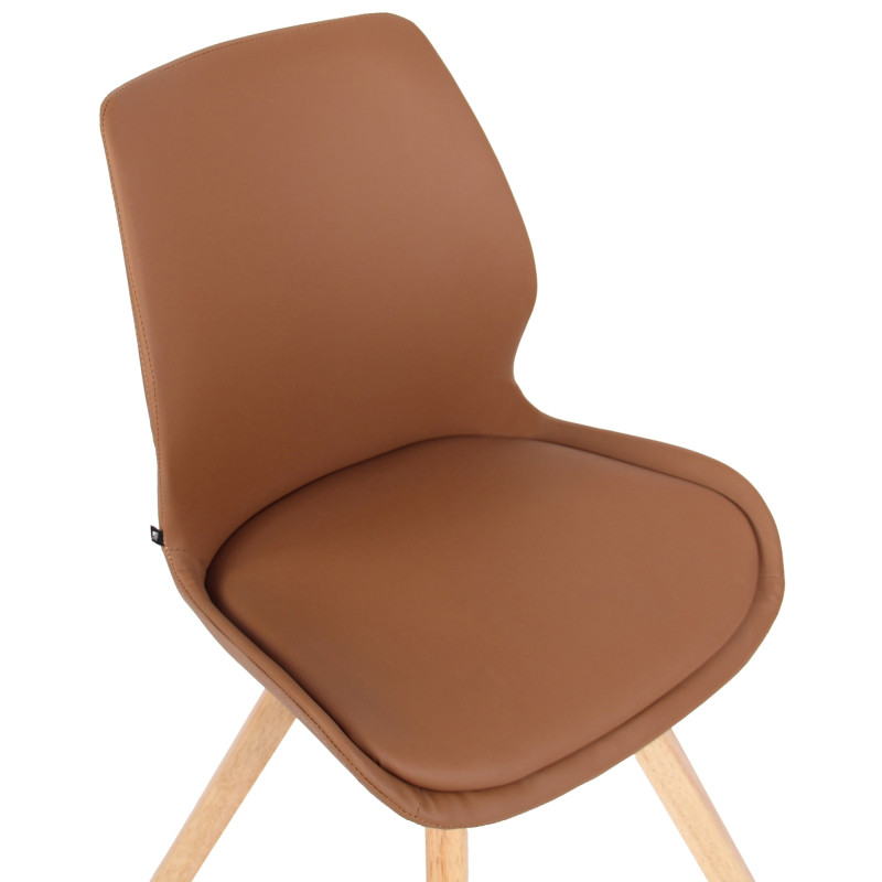 Lot de 4 chaises Luna en simili cuir marron clair