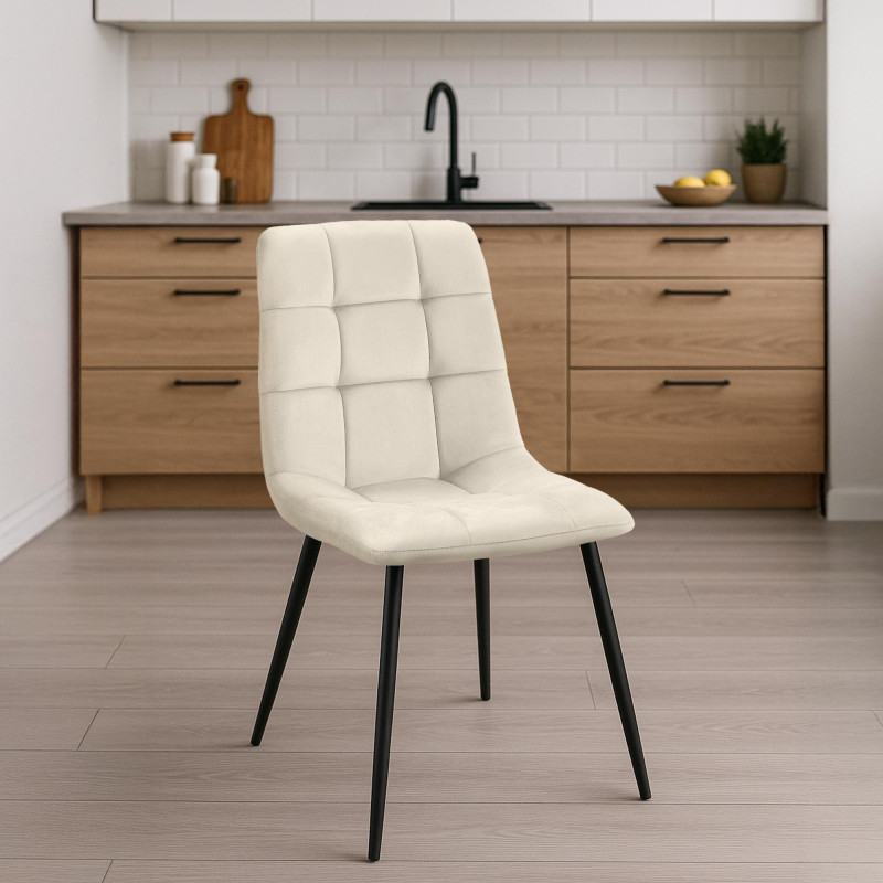 Chaise de salle à manger Tilde en velours crème