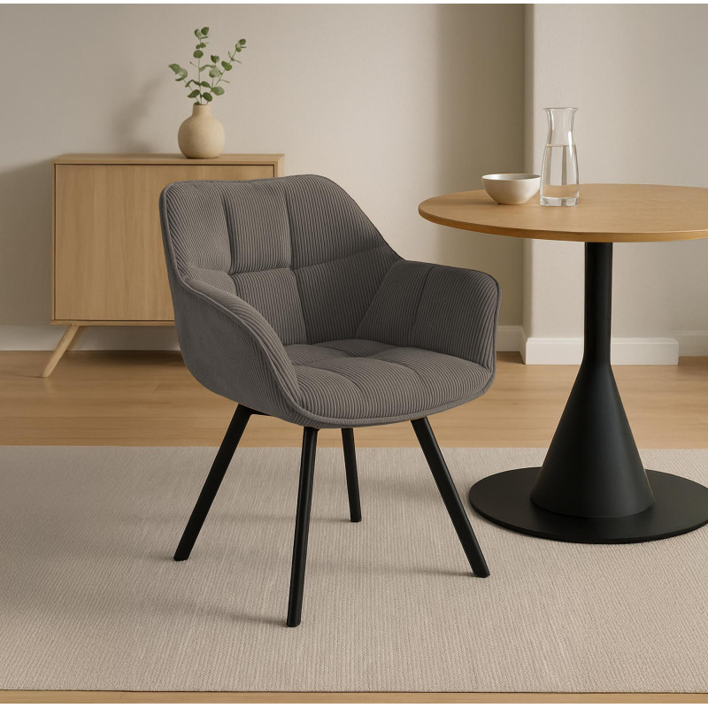 Chaise de salle à manger Jordi Cord marron