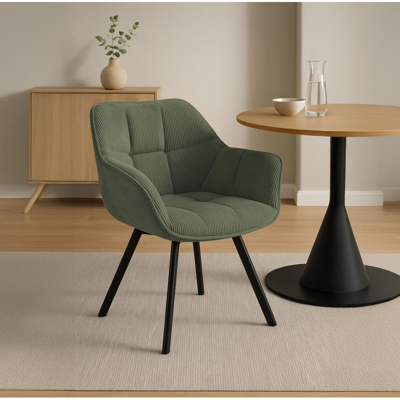 Chaise de salle à manger Jordi Cord verte