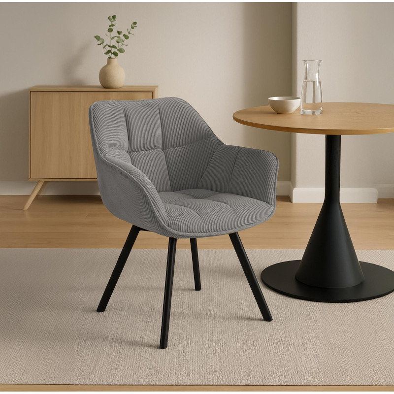 Chaise de salle à manger Jordi Cord grise