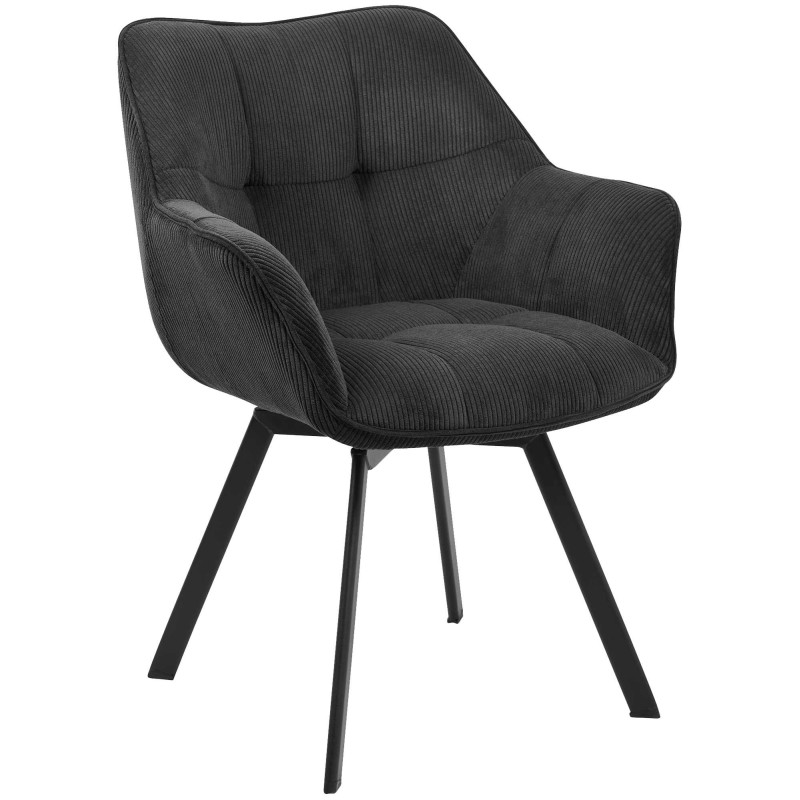 Chaise de salle à manger Jordi Cord noire