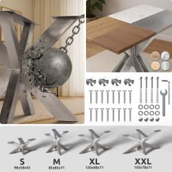 Pieds de table Duncan L85xl85xH71 cm en acier inoxydable