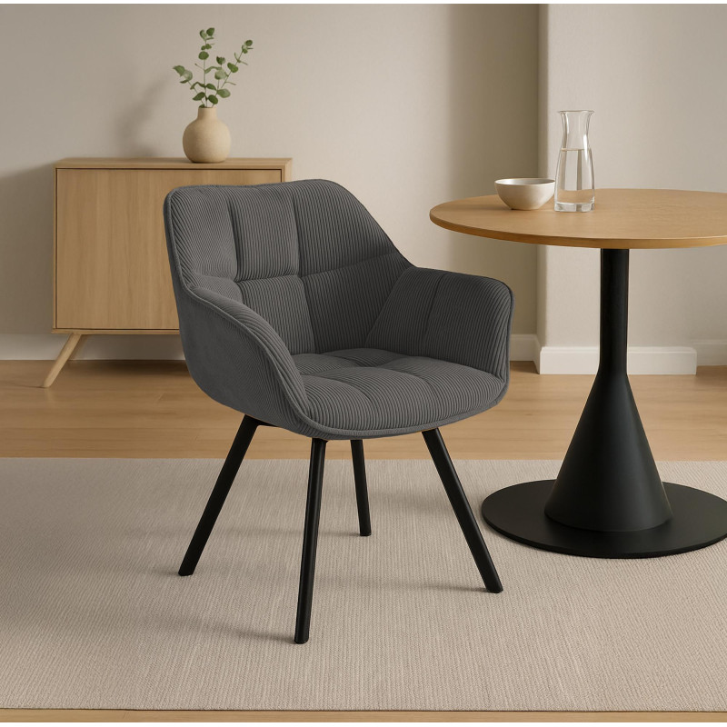 Chaise de salle à manger Jordi Cord gris foncé