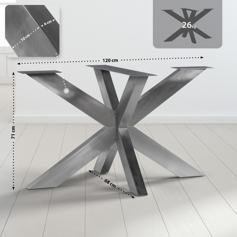 Pies de mesa Duncan, 120 x 68 x 71 cm, acero inoxidable