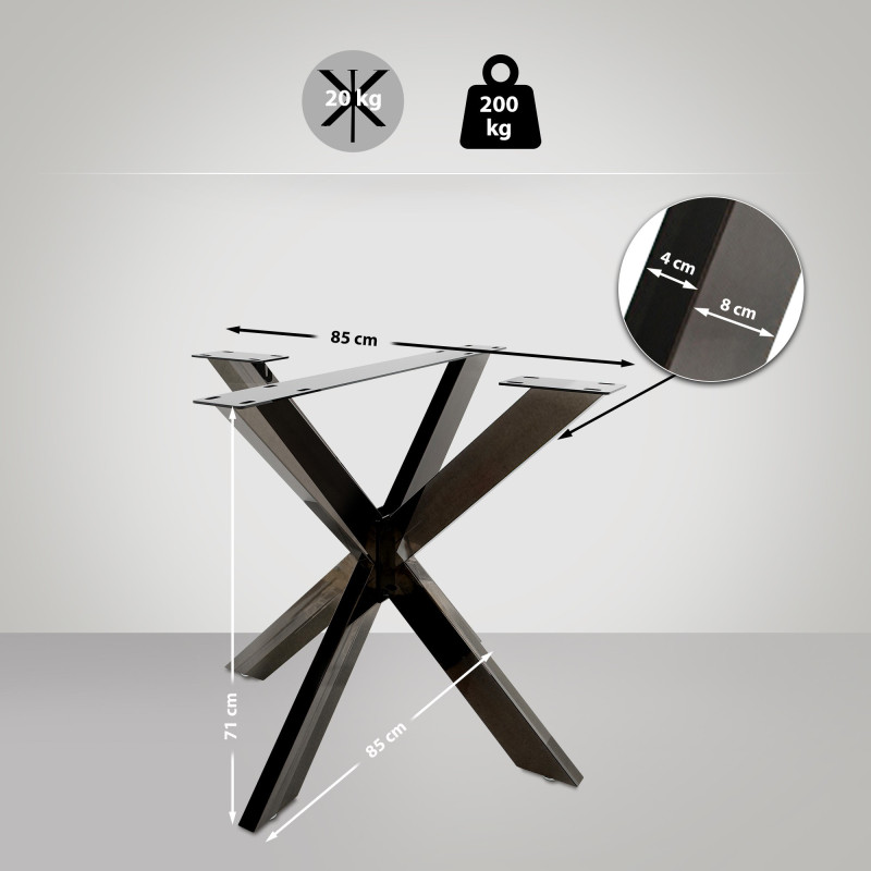 Pieds de table noirs industriels Biloxi S