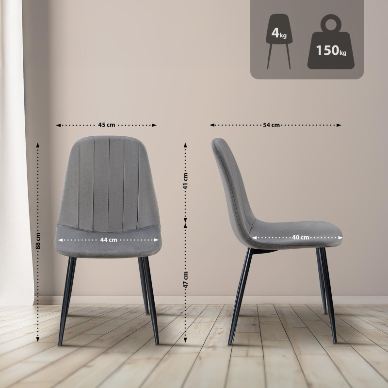 Chaise de salle à manger Baxter en velours gris foncé