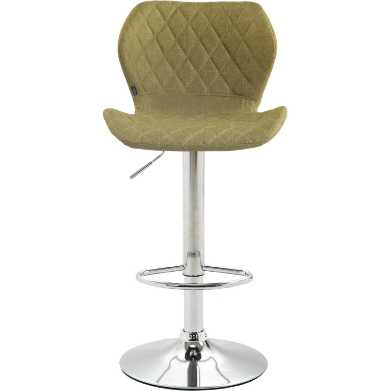 Tabouret de bar en liège et tissu chromé vert