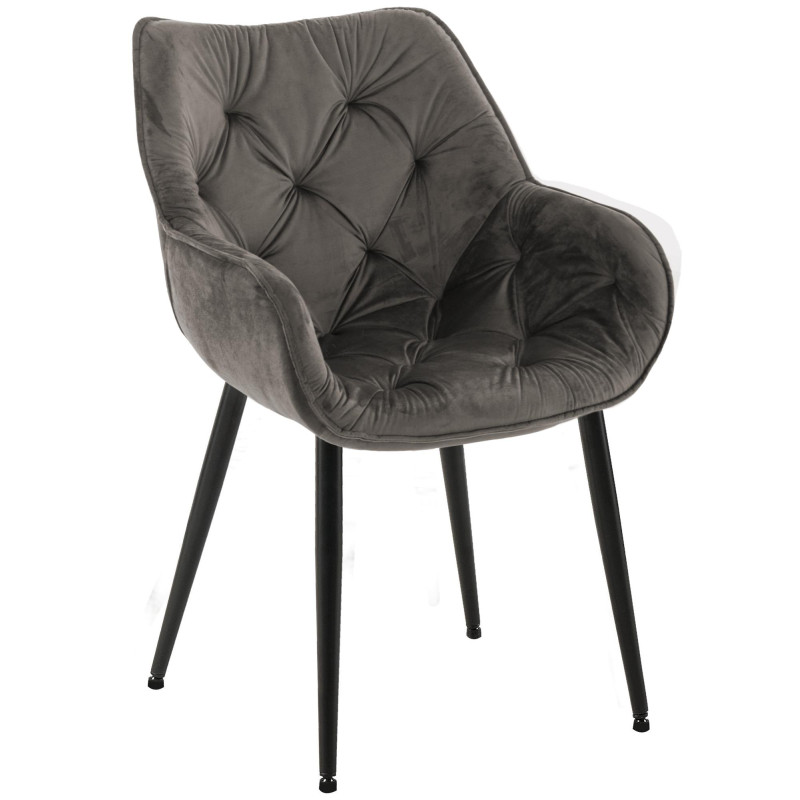 Chaise Tanna en velours anthracite