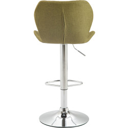 Tabouret de bar en liège et tissu chromé vert