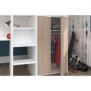 Lit combinÈ mezzanine enfant - DÈcor blanc et chene - Sommier inclus - 90x200 cm - TOM