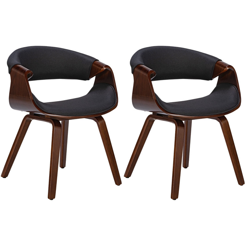 Lot de 2 chaises de salle à manger en tissu Foley noyer/noir