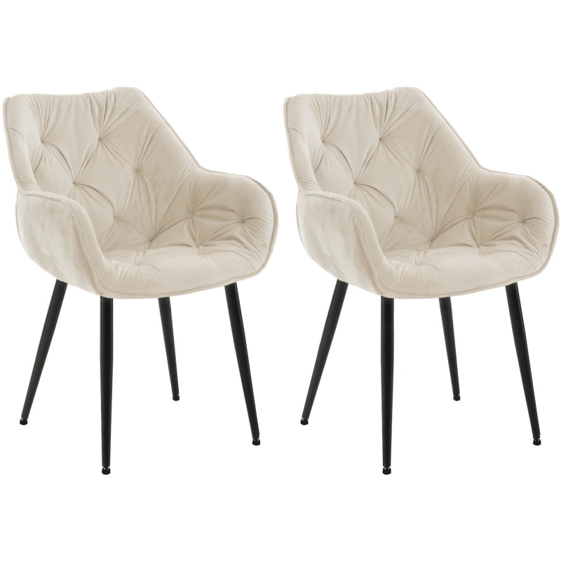Lot de 2 chaises Tanna en velours crème