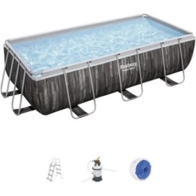 Kit Piscine hors sol tubulaire BESTWAY - Power Steel™ - 404 x 201 x 100 cm - Rectangulaire (Filtre a sable, échelle, diffuseur)