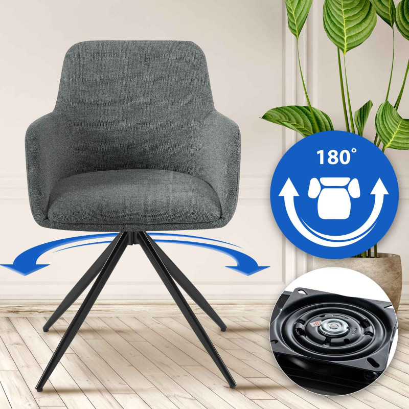 Chaise de salle à manger Olema en tissu gris