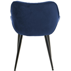 Chaise en velours Tanna bleu foncé