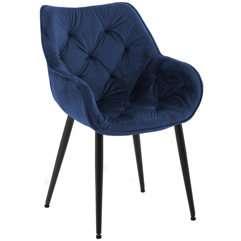 Chaise en velours Tanna bleu foncé